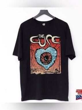 The Cure Black Graphic Band Tee with Blue Heart Eye